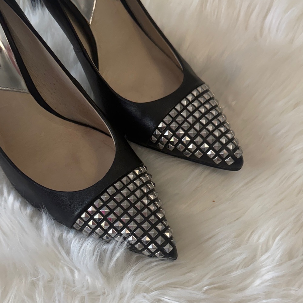 Michael Kors Black Heels with Silver Accents - Picture 2 of 7